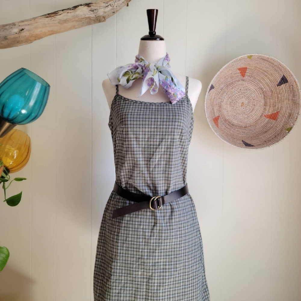 Vintage green and cream checked summer dress